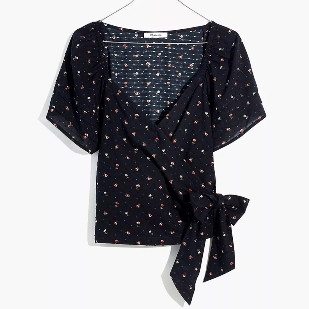 Madewell Ruffle Sleeve Short Sleeve Wrap Top in Spring Floral